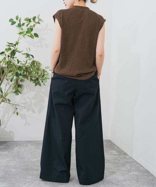 最終SALE★Spick&Span 黒 23SS/麻コットンリブベスト Spick＆Span ベスト ジレ リネンコットンリブニットベスト