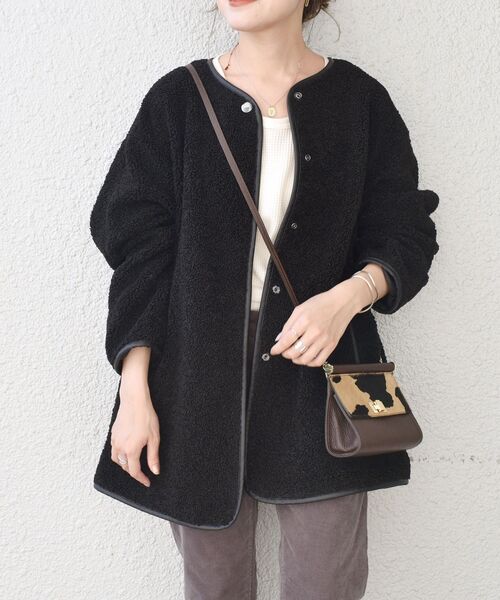 SHIPS（シップス） ノーカラーコート ONE SIZE ブラック レディース