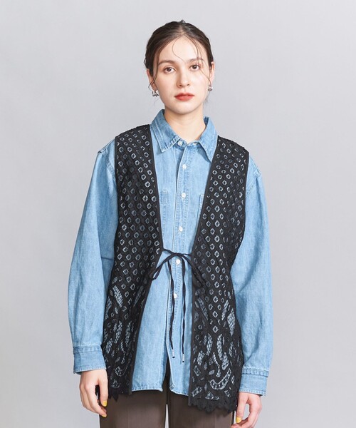 【海外 正規品】 BEAUTY＆YOUTH UNITED -2WAY ナイロンレース ジレ ベスト ARROWS トップス