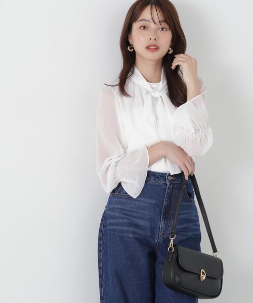 PROPORTION BODY DRESSING ブラウス シャツ リボン付き楊柳