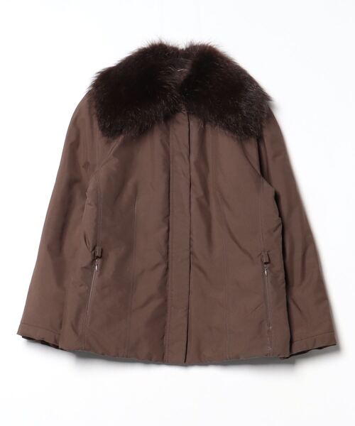 美品✨マックスマーラ 白タグ 女優襟 毛皮 ショートダウンコート 40 ブラウン 美品✨マックスマーラ 白タグ 女優襟 毛皮 ショートダウンコート 40