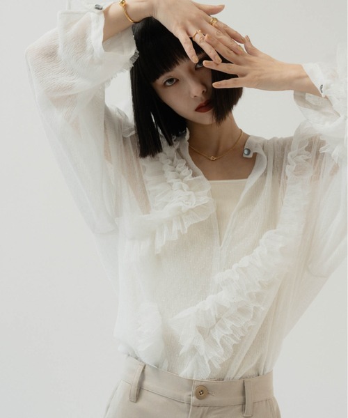 ブラウス シャツ tulle design blouse レディース