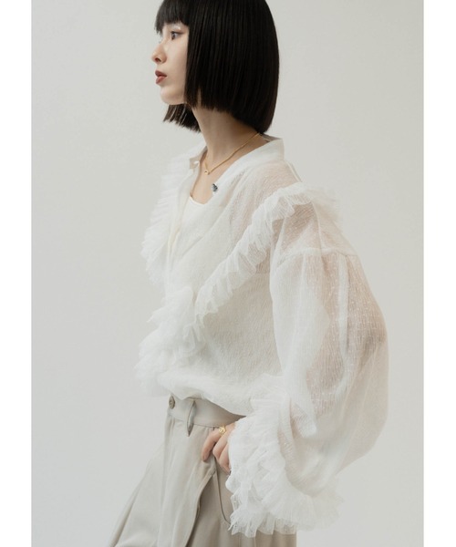 トップス tulle design blouse | Knuth Marf tulle design blouse/white | KNUTH MARF
