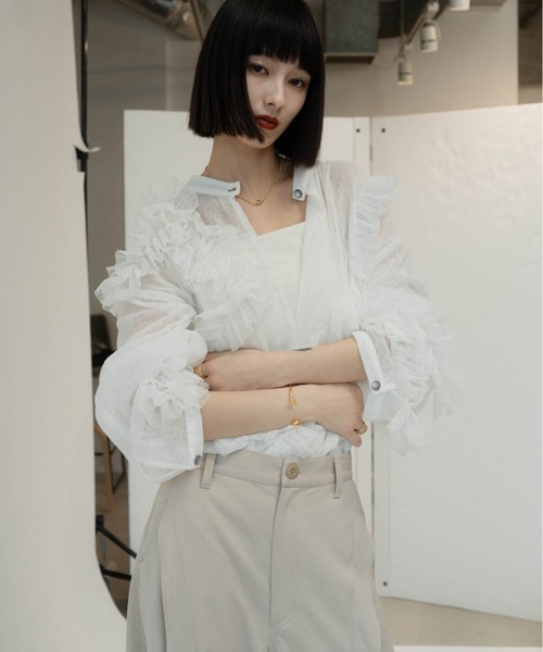 トップス tulle design blouse | Knuth Marf tulle design blouse/white | KNUTH MARF