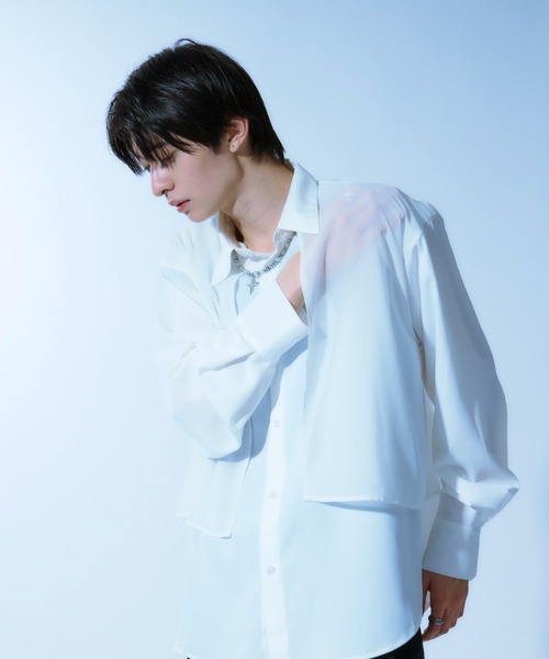 Ellno Loset（エルノロゼット） シャツ シアーフラシレイヤードシャツ
