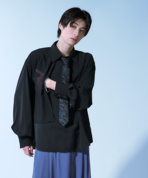 Ellno Loset（エルノロゼット） シャツ シアーフラシレイヤードシャツ