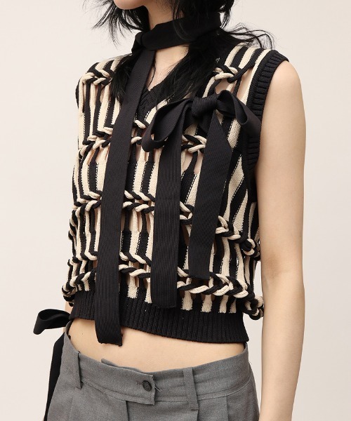 AMOMENTO STRIPE CORSET VESTアモーメント ベスト ジレ AMOMENTO STRIPE CORSET VESTアモーメント ベスト ジレ AMOMENTO