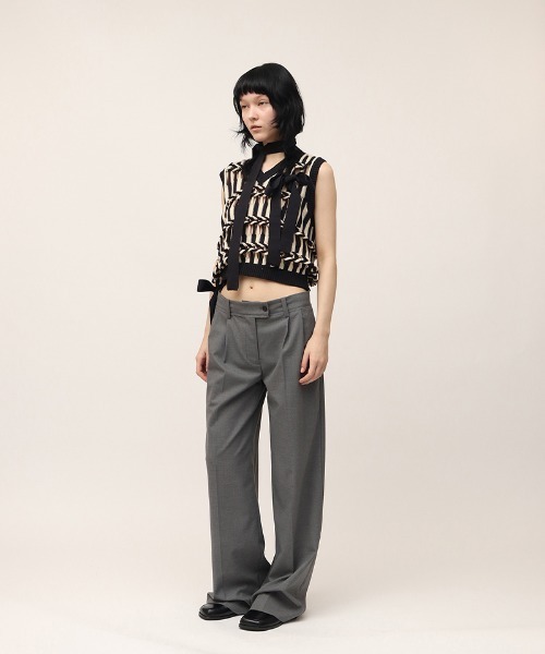 leinwande ベスト ジレ Braids Stripe Knitted Vest レディース