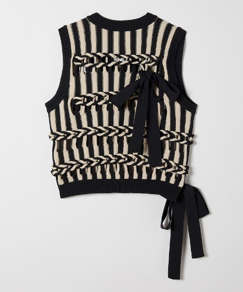 最終leinwande Braid Knitted Top ホワイトベスト　ジレ leinwande（ラインヴァンド）の「Braid Knitted Top（ベスト