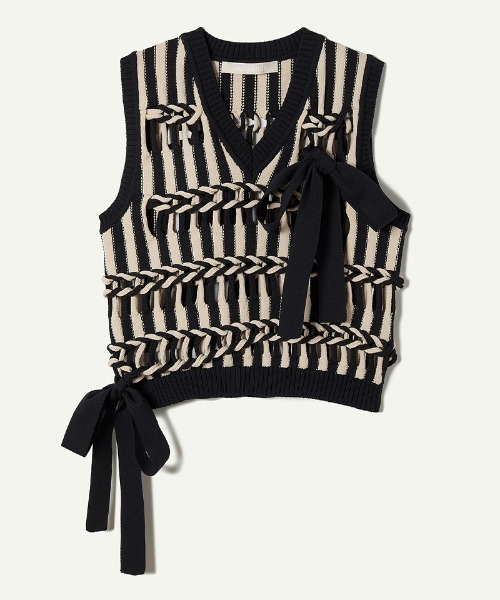 最終leinwande Braid Knitted Top ホワイトベスト　ジレ leinwande（ラインヴァンド）の「Braid Knitted Top（ベスト