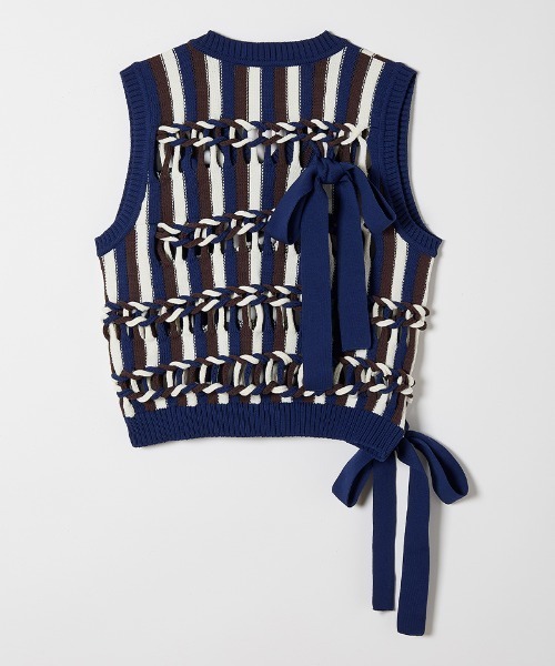 ベスト・ジレ Wai Kei Stripe knit vest 4BFK653 ベスト・ジレ Wai Kei Stripe knit vest 4BFK653 Wai Kei