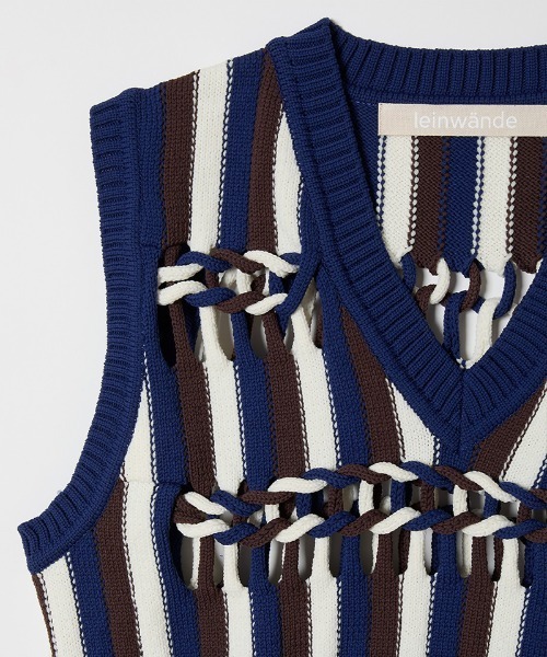 leinwande ニットベスト トップス leinwande ベスト ジレ Braids Stripe Knitted Vest レディース