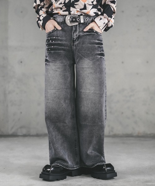 Shoowtime（ショウタイム） ワイドパンツ ジーンズ Pocket stud design