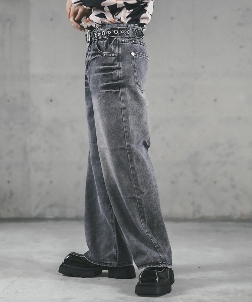 Shoowtime（ショウタイム） ワイドパンツ ジーンズ Pocket stud design