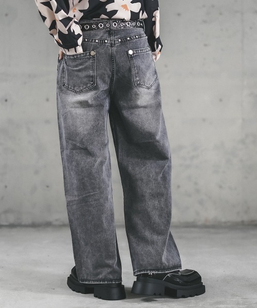 Shoowtime（ショウタイム） ワイドパンツ ジーンズ Pocket stud design