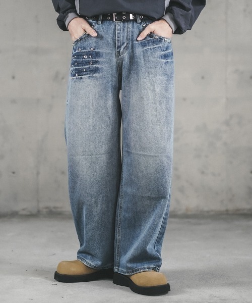 Shoowtime（ショウタイム） ワイドパンツ ジーンズ Pocket stud design