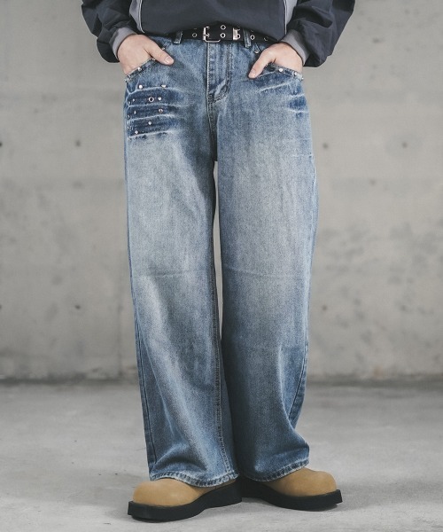 SOPH. スタッズ　デニムパンツ　サイズ32 Shoowtime（ショウタイム） ワイドパンツ ジーンズ Pocket stud design