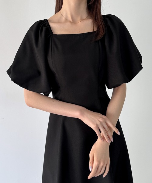 JUNOAH（ジュノア） ワンピース 半袖 バックリボンフレアワンピース