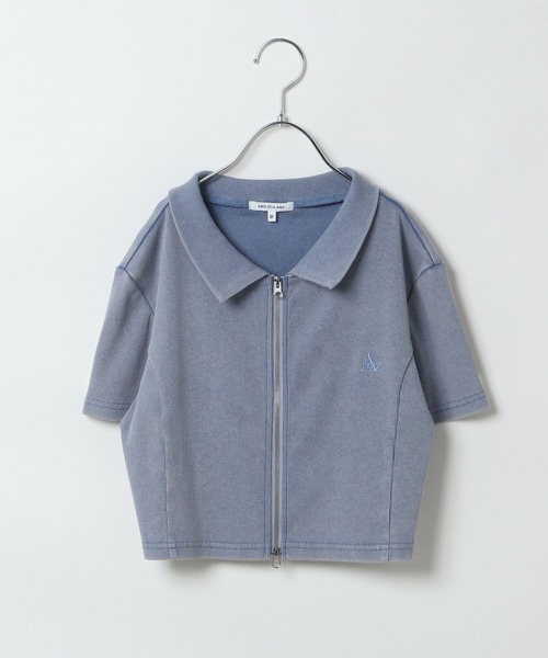 rouje 半袖カーディガン GLOBAL WORK カーディガン ダブルZIPクロップド半袖/AND YUA ANY