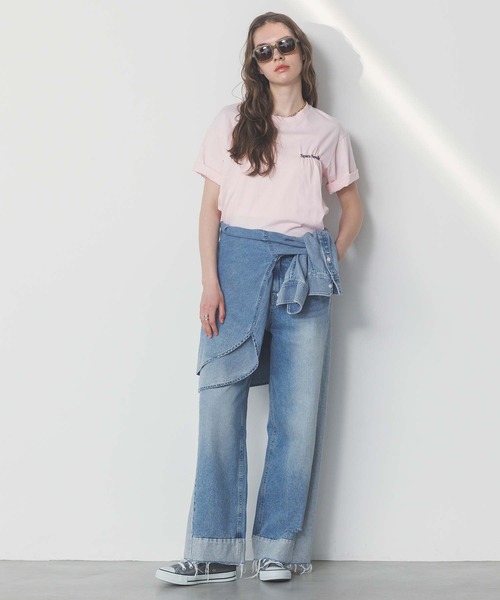 Gready Brilliant パンツ サイド切替ダメージデニム レディース
