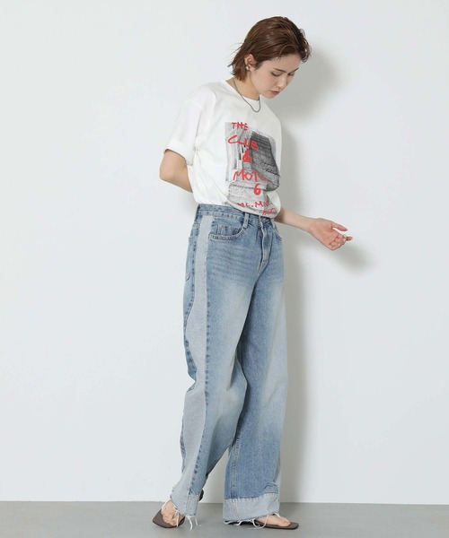 Gready Brilliant パンツ サイド切替ダメージデニム レディース