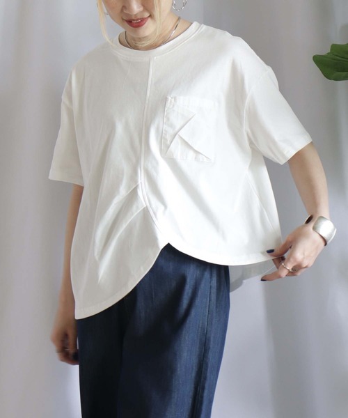 tシャツ Mix切替5分袖プルオーバー レディース BITTOKO tシャツ Mix切替5分袖プルオーバー レディース
