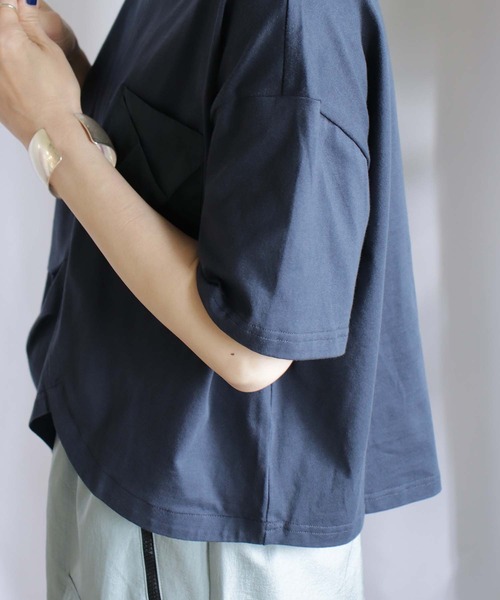 BITTOKO tシャツ Mix切替5分袖プルオーバー レディース