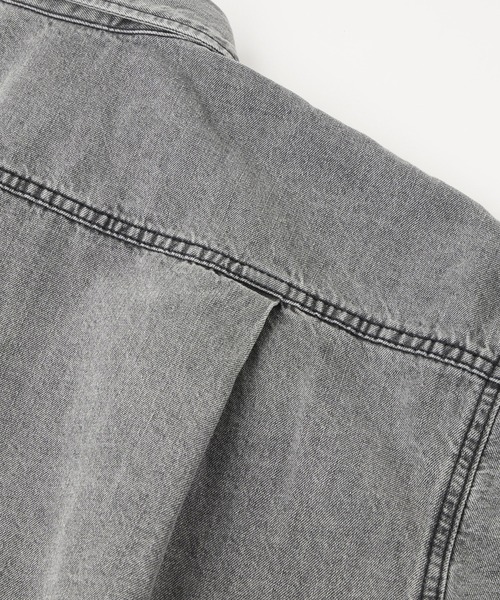 X-girl ブラウス シャツ FACE LABEL LIGHT DENIM S/S SHIRT
