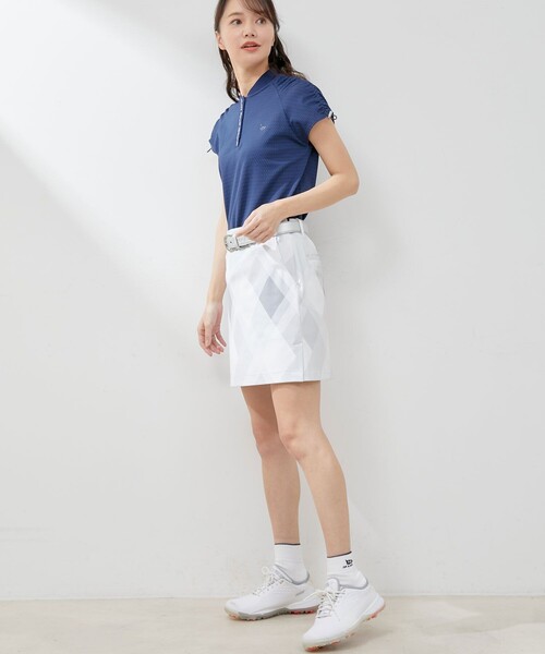 【新品】JUN&ROPE'メッシュモックネック　スカートセットアップ　ホワイト ◇ Jun & Ropé◇ジャケット&スカート セットアップ（ジュン