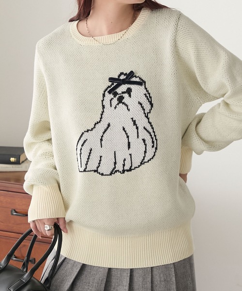 BONLECILL（ボンルシール） ニット セーター アソートリボンDOG