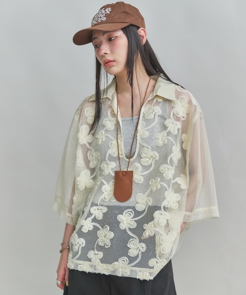 ブラウス シャツ 「ZOZO限定」FLOWER MESH TOPS レディース