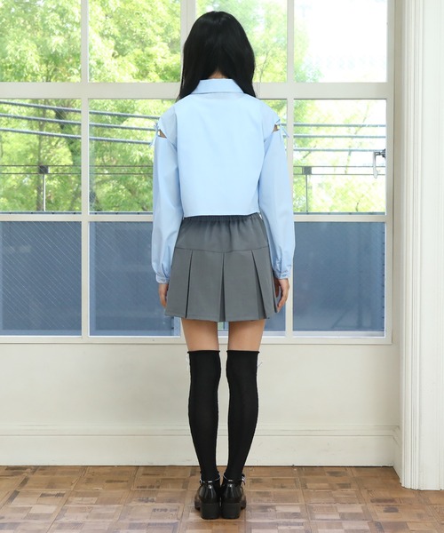 PINKHUNT（ピンクハント） ブラウス シャツ リボン肩あき クロップド