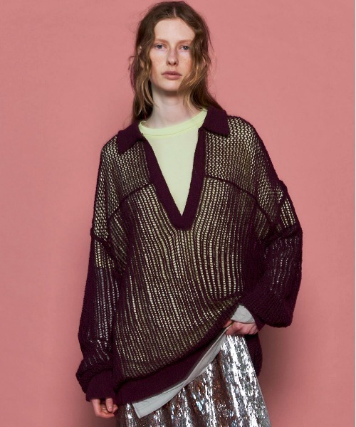 ニット セーター 「25AW PRE-ORDER」Boucle Mesh Knit Pullover/ブークレーメッシュニット「MAISON SPEC MAISON SPECIAL ニット セーター 「25AW PRE-ORDER」Boucle Mesh