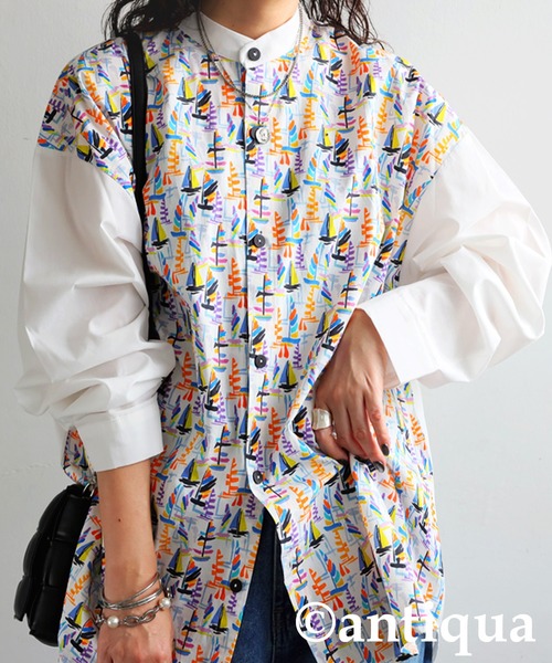 antiqua（アンティカ） ブラウス シャツ ヨット柄シャツ レディース