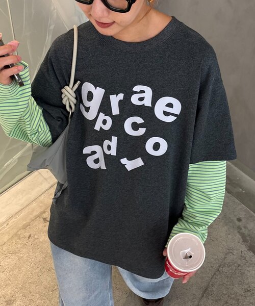 tシャツ 「UNISEX」レイヤードボーダーロゴロンTEE レディース メンズ CIAOPANIC TYPY tシャツ 「UNISEX」レイヤードボーダーロゴロン