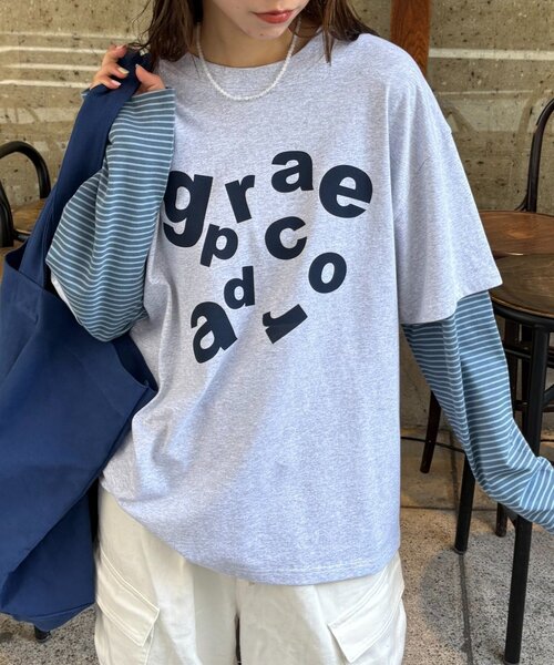 tシャツ 「UNISEX」レイヤードボーダーロゴロンTEE レディース メンズ CIAOPANIC TYPY tシャツ 「UNISEX」レイヤードボーダーロゴロン