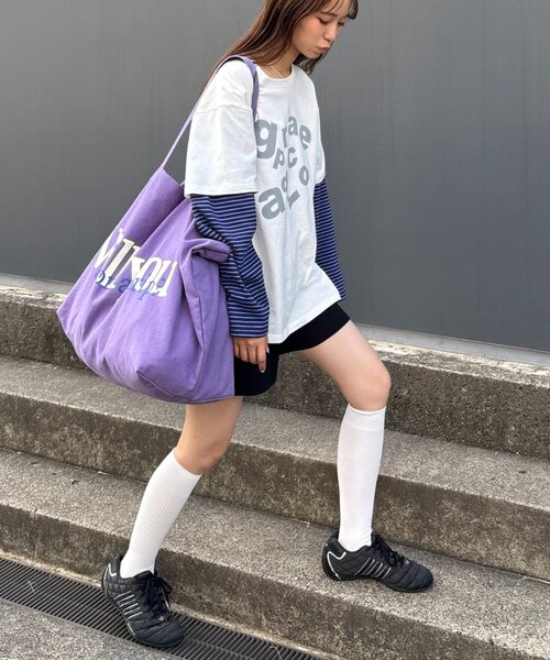 tシャツ 「UNISEX」レイヤードボーダーロゴロンTEE レディース メンズ CIAOPANIC TYPY tシャツ 「UNISEX」レイヤードボーダーロゴロン