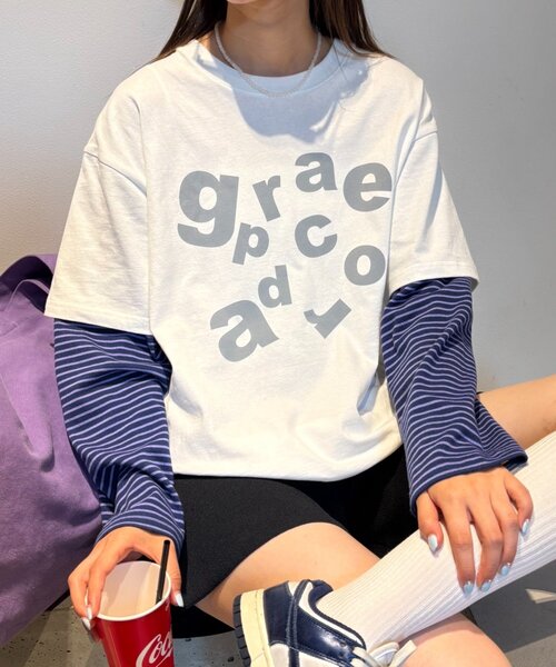 tシャツ 「UNISEX」レイヤードボーダーロゴロンTEE レディース メンズ CIAOPANIC TYPY tシャツ 「UNISEX」レイヤードボーダーロゴロン