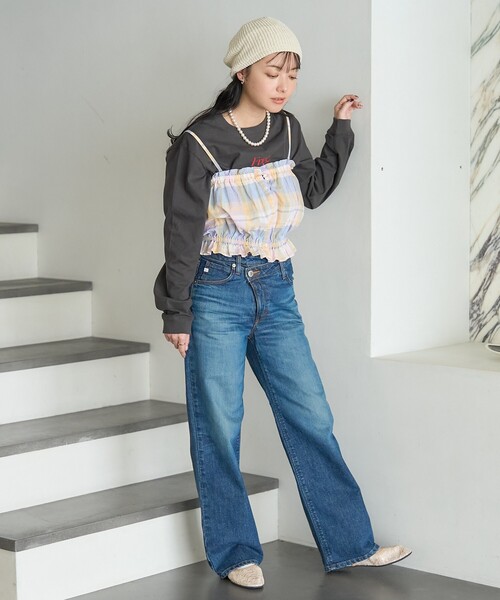 「FREAK'S STORE」 加工ブーツカットデニムパンツ MEDIUM サックスブルー レディース_画像8