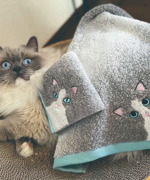 タオル 「今治タオル」ニャンコの毛並みを今治タオルで再現！猫種ごとの毛並みや表情を刺繍で丁寧に表現した贅沢デザイン。ギフトにも最適な猫好き必見のロング | MILLION CARATS | 22