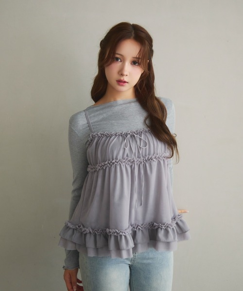 TITTY＆CO.（ティティーアンドコー） tシャツ ロンTフリルキャミセット