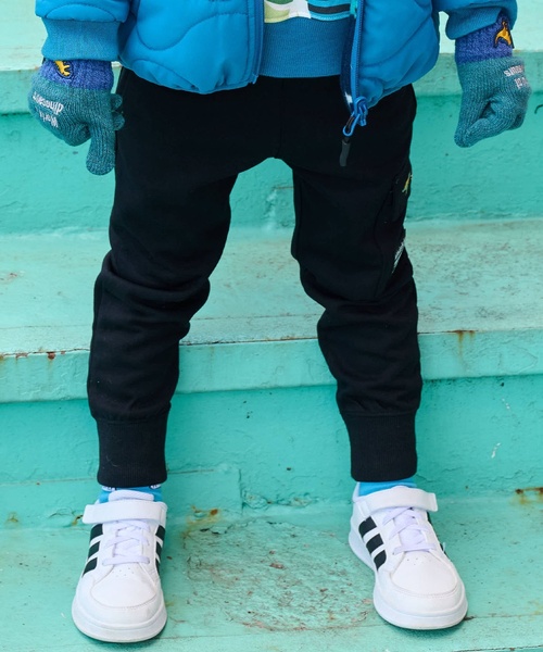 kladskap（クレードスコープ） パンツ 恐竜刺しゅう裾リブカーゴパンツ