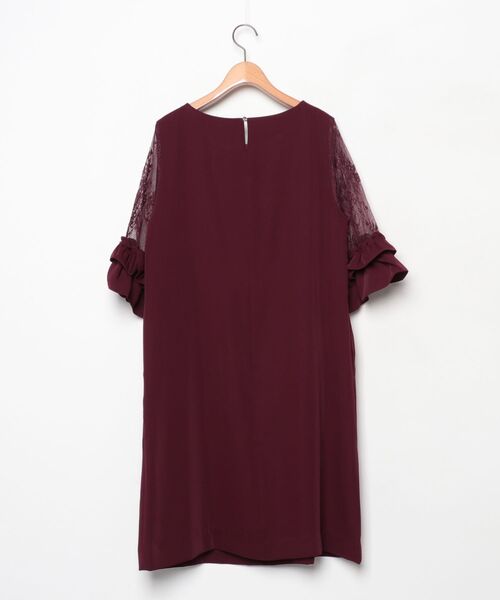 「PourVous」 半袖ワンピース X-LARGE ボルドー レディース_画像2