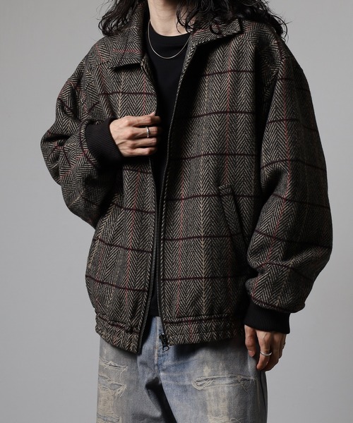 ATELANE（アテレーン） ブルゾン アウター ツイードチェックボンバー