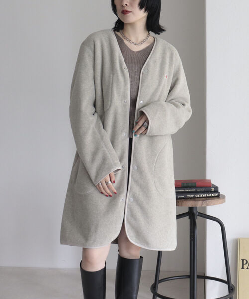 DANTON ノーカラージャケット アイボリー 38 Danton（ダントン） ノーカラーコート 38 アイボリー レディース