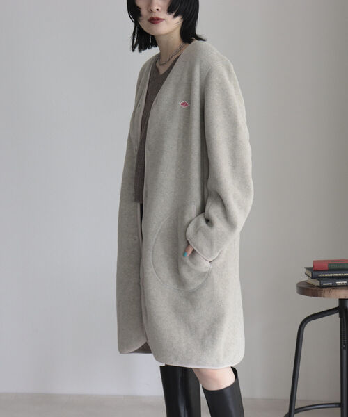 Danton（ダントン） ノーカラーコート 38 アイボリー レディース