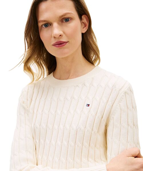 ★TOMMY HILFIGER ケーブルニットセーター 紺[889700-499-M]us三