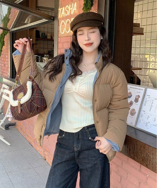 ニット セーター レーストリム リブ Vネック トップス レディース