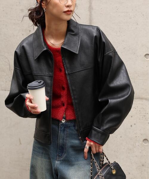 FREE'S MART（フリーズマート） ブルゾン アウター 合皮ジップアップ