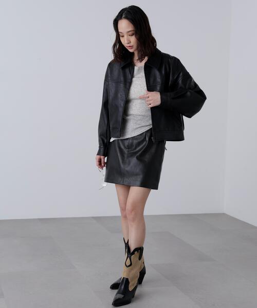 FREE'S MART（フリーズマート） ブルゾン アウター 合皮ジップアップ